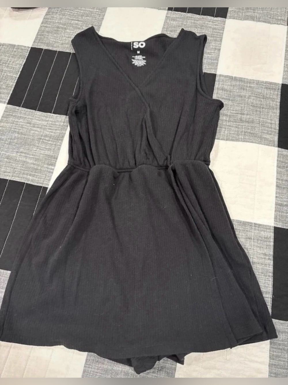 SO Black Sleeveless Wrap-Front romper